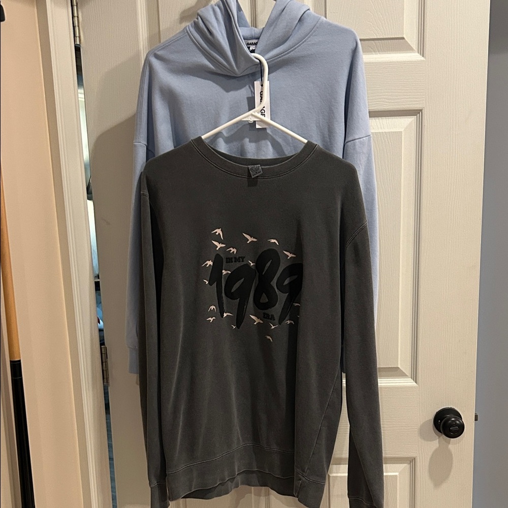 Garage White Crewneck Tee with Brand Tag. Taylor Swift sweatshirt. 2 shirts
